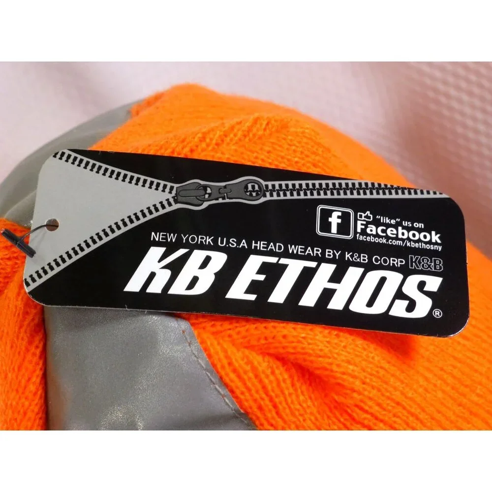 NWTHigh-Visibility Orange Knit Balaclava With Reflective Stripes & Zippered Fron